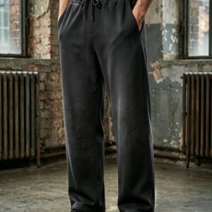 saz-r8878 Men's Casual Basic Fade Joggers in Black