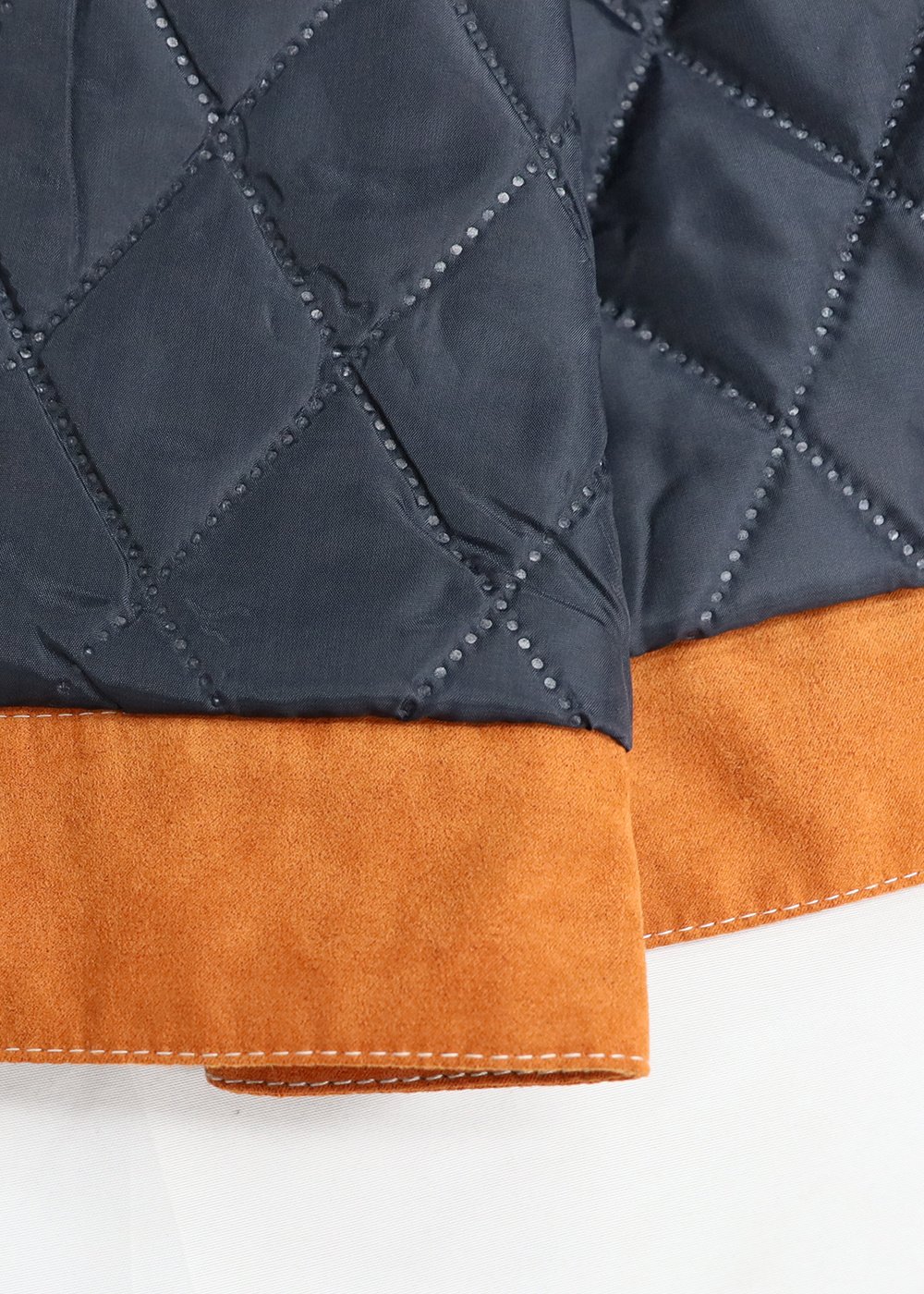 Contrast White Stitch Suede Shacket Orange-Colored – view 4