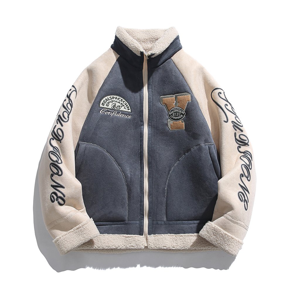 embroidered patch suede jacket – view 7