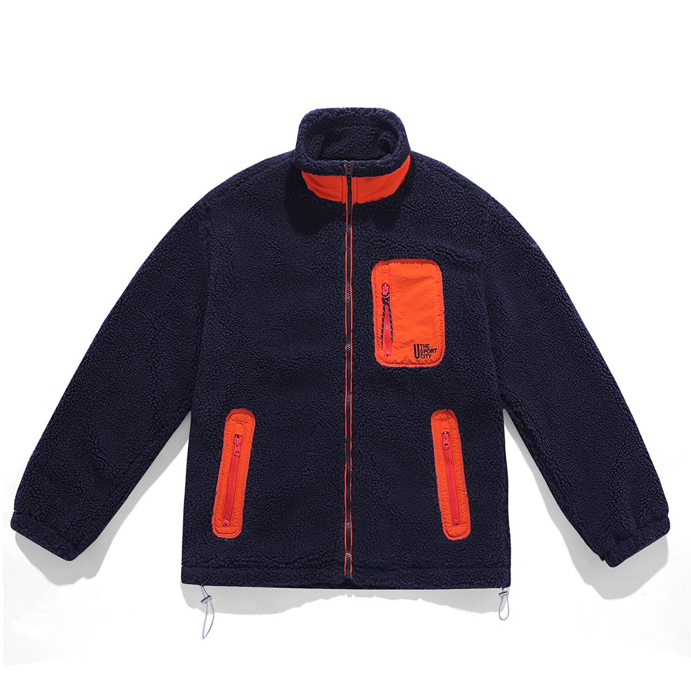 windproof color blocked sherpa jacket – view 9