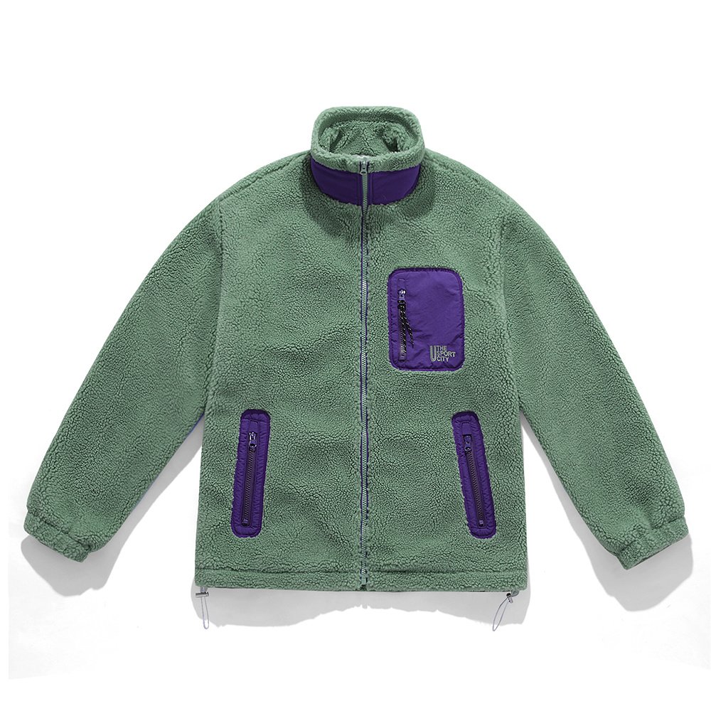 windproof color blocked sherpa jacket – view 10