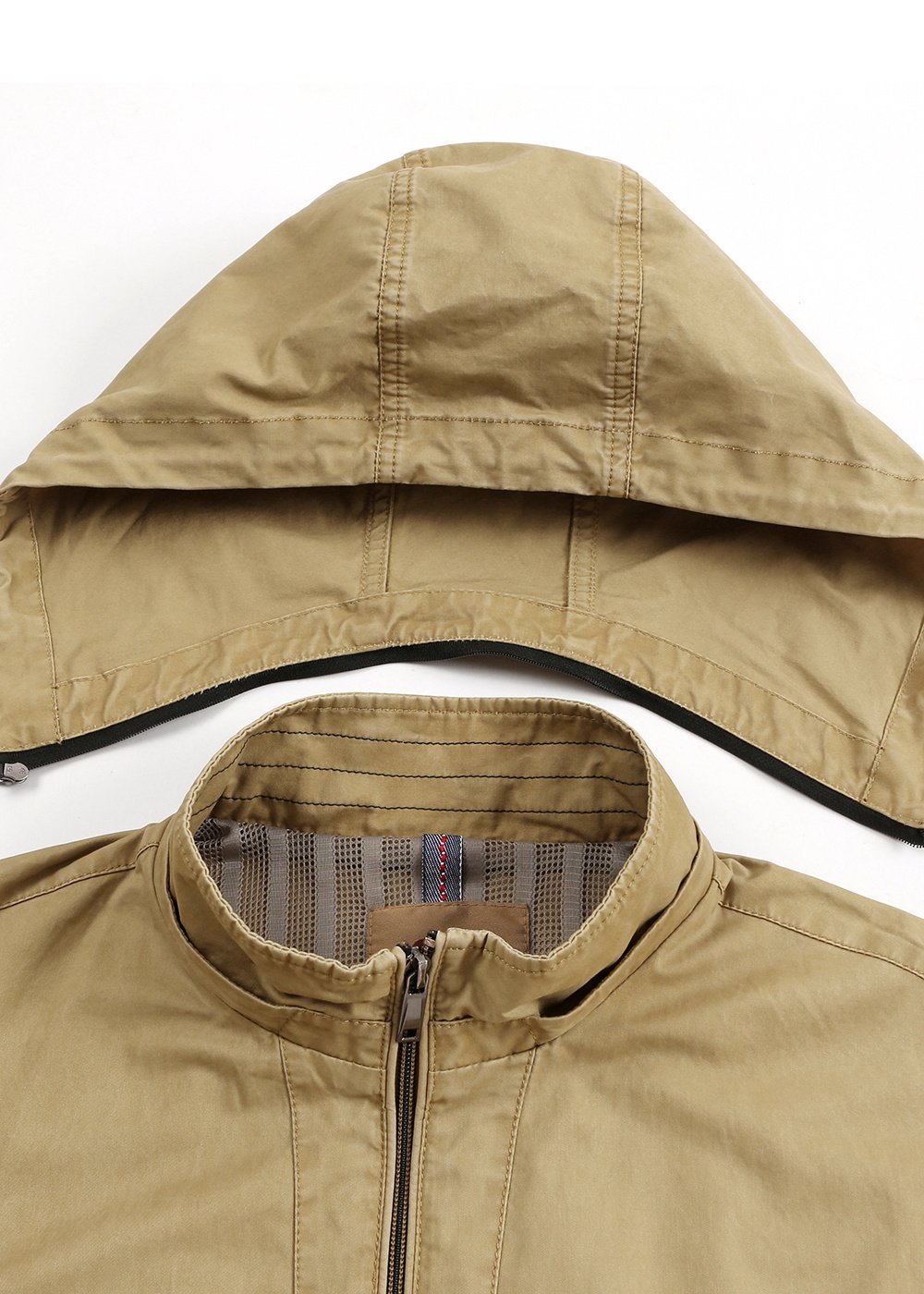washed outdoor hooded trucker jacket