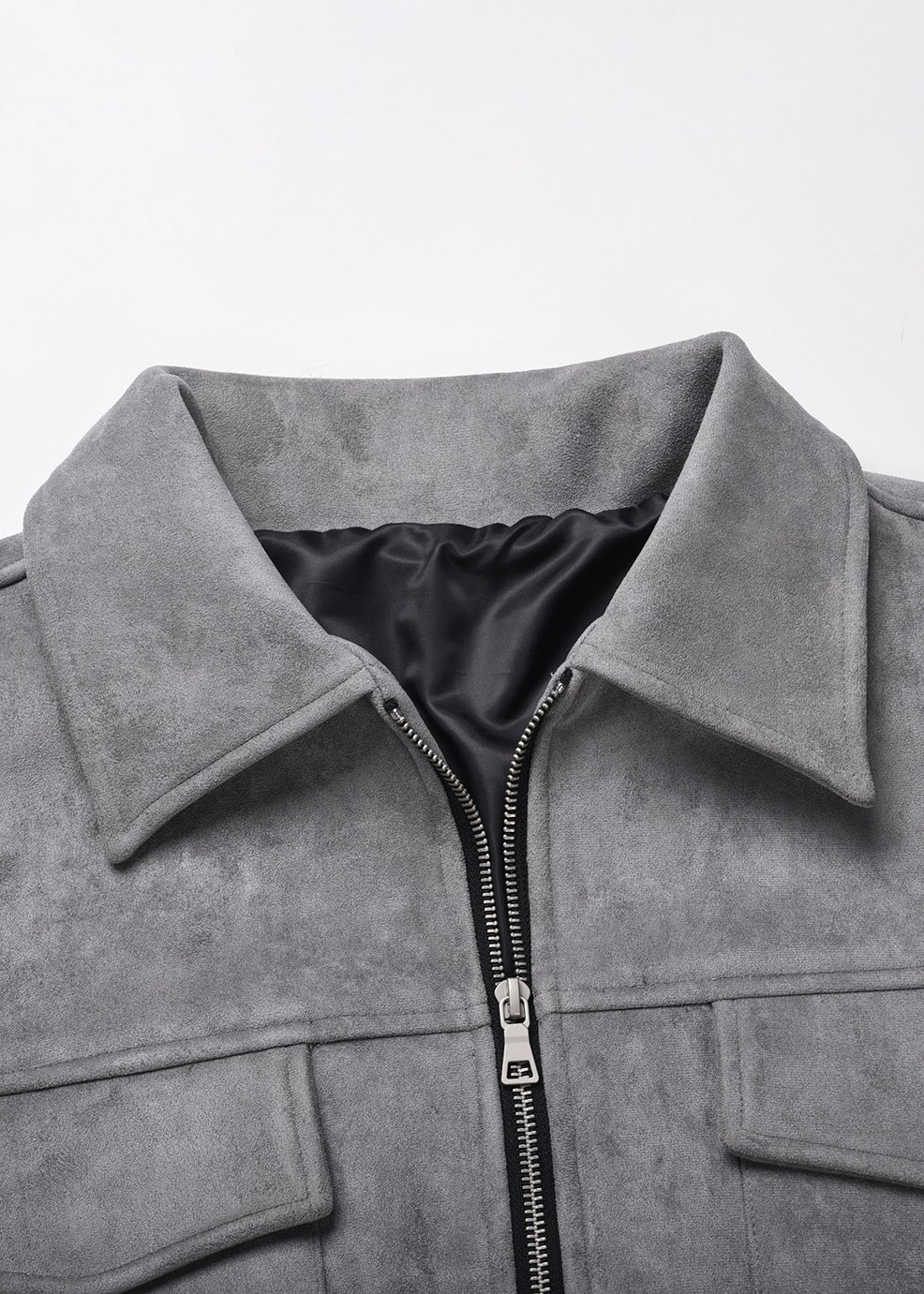 Dark Gray Suede Trucker Jacket