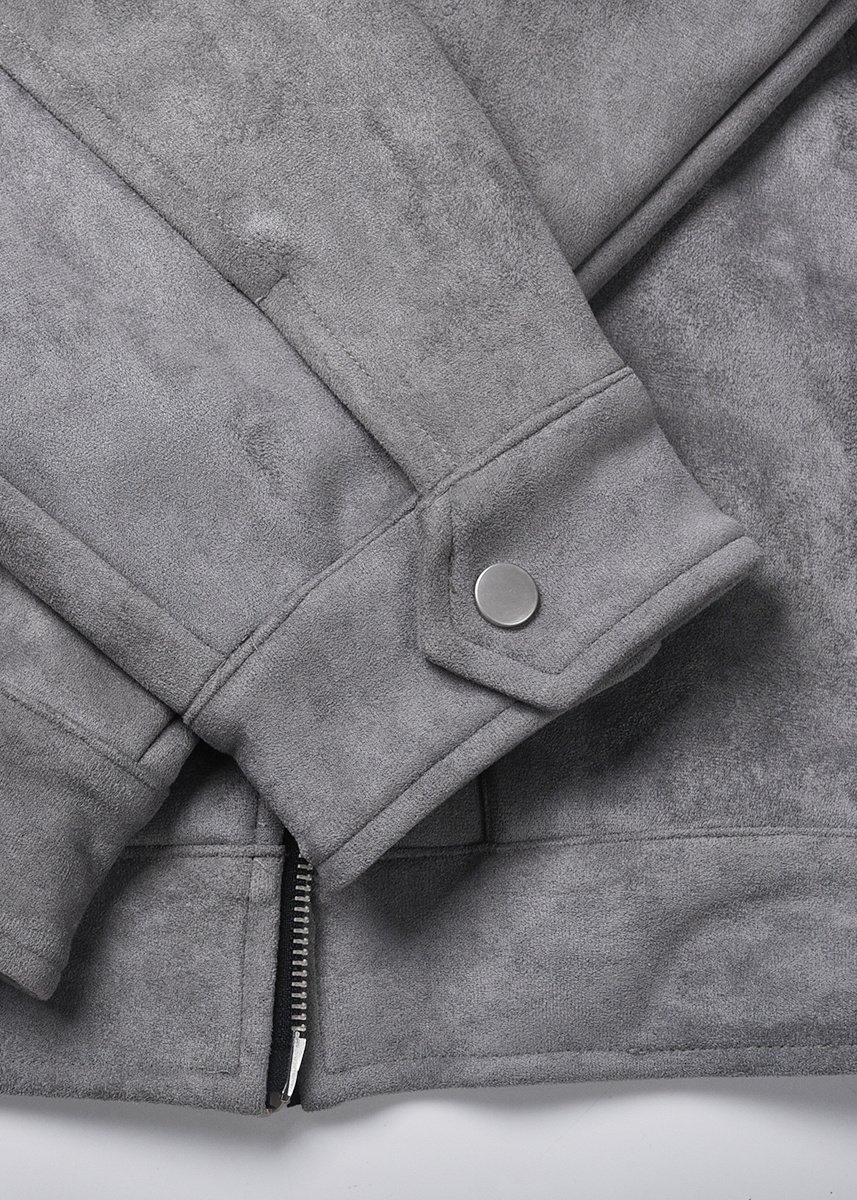 Dark Gray Suede Trucker Jacket – view 4