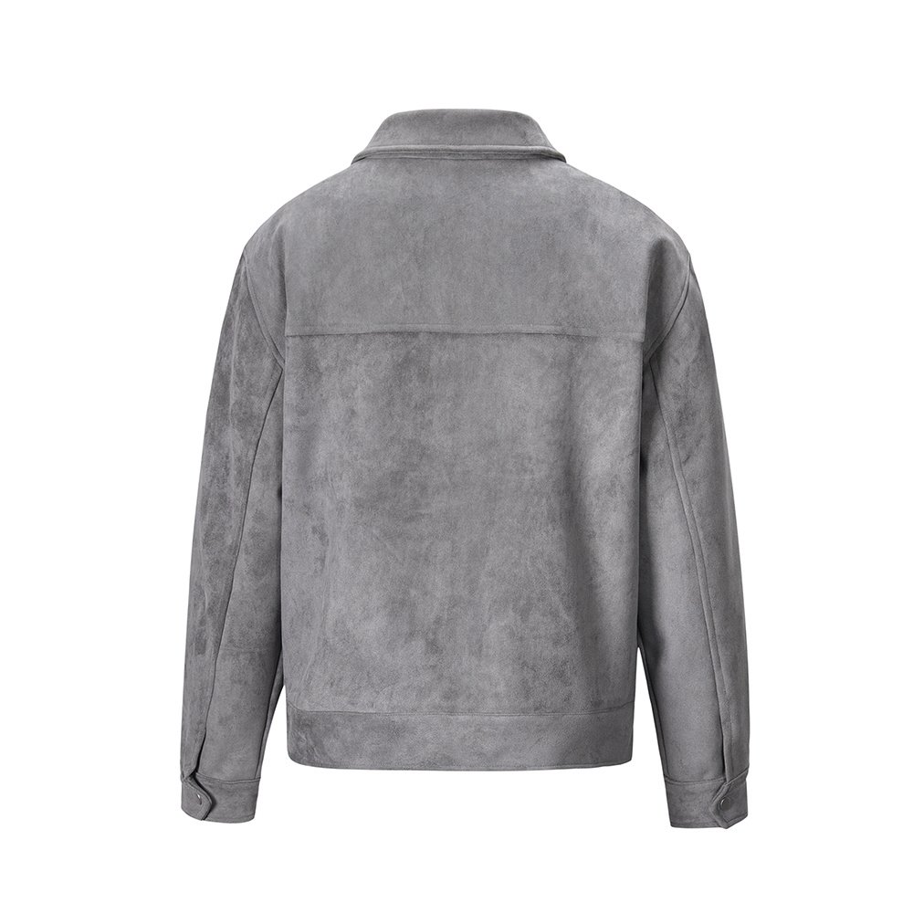 Dark Gray Suede Trucker Jacket – view 7