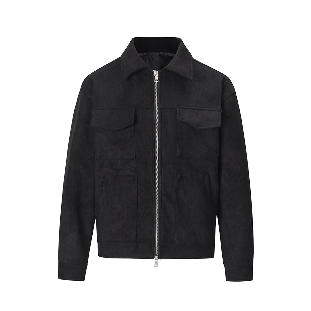 Dark Gray Suede Trucker Jacket – view 8