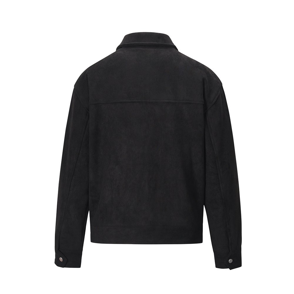 Dark Gray Suede Trucker Jacket – view 9